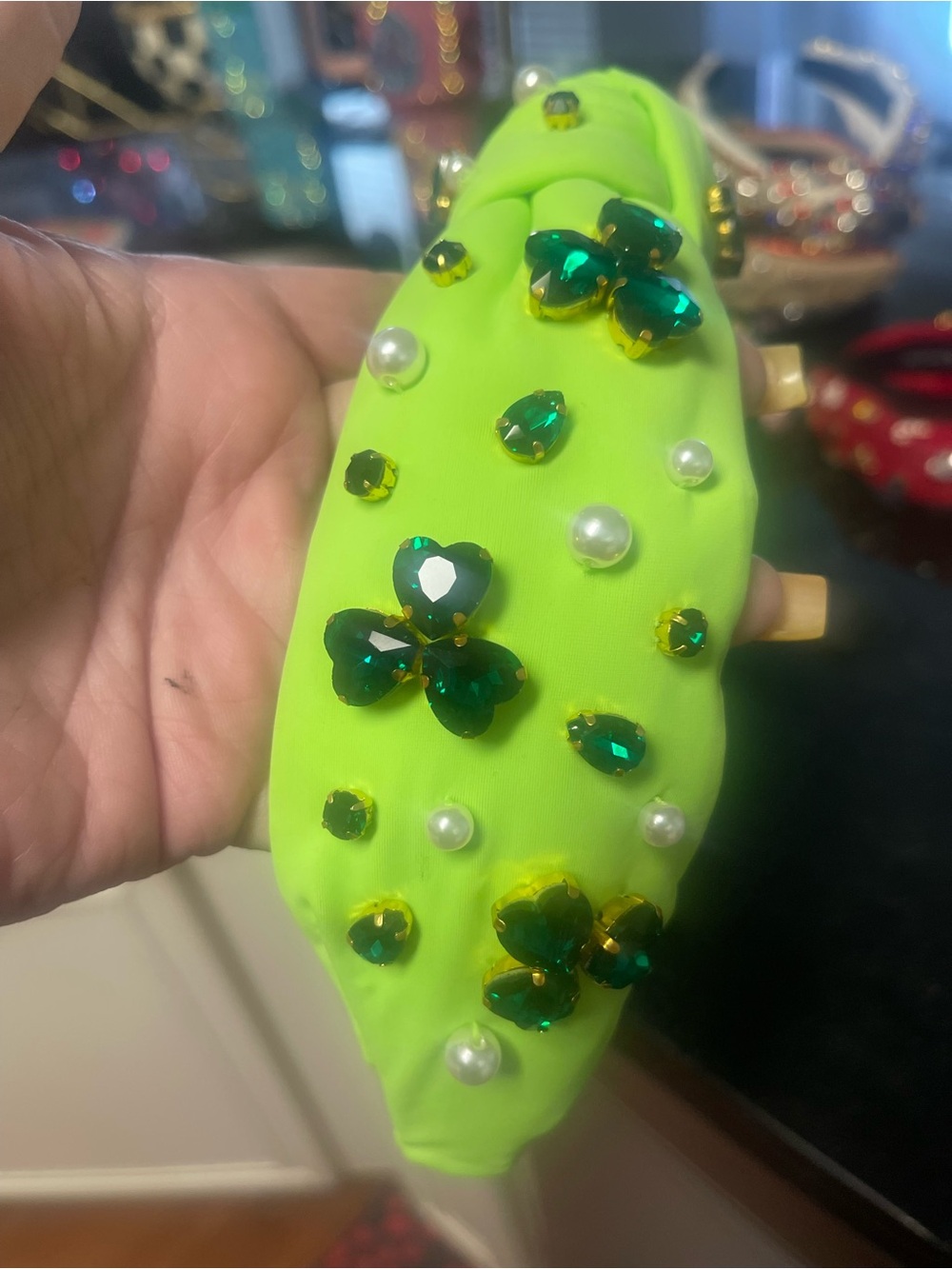 Brianna Cannon neon green St. Patrick's Day headband, New